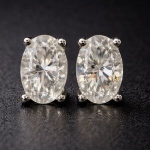 1.0 ct oval moissanite stud earrings